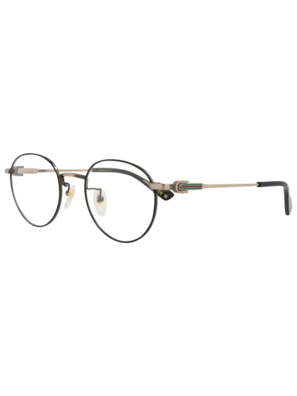 New Gucci Women's Eyeglasses Round Oval Metal Frame Gold Gold Transparent